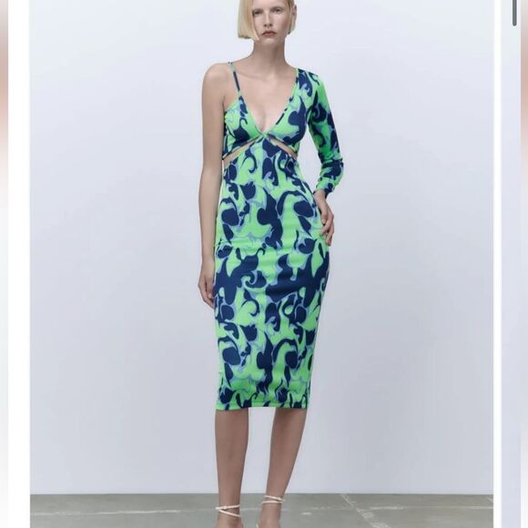 ZARA CUT-OUT JACQUARD DRESS - Picture 1 of 6